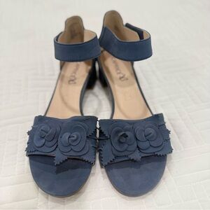 Elegant Blue Women's Sandals with Floral Design